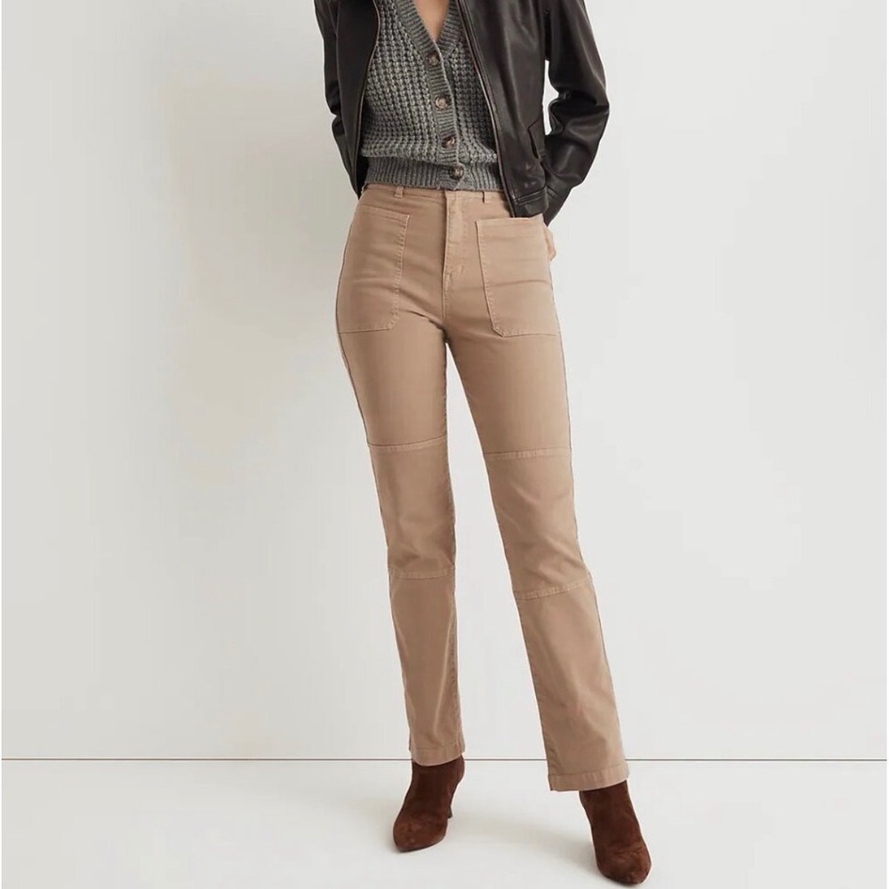 Madewell 90s Straight High Rise Patch Pocket Utility Pants Tan Khaki Size‎ 28